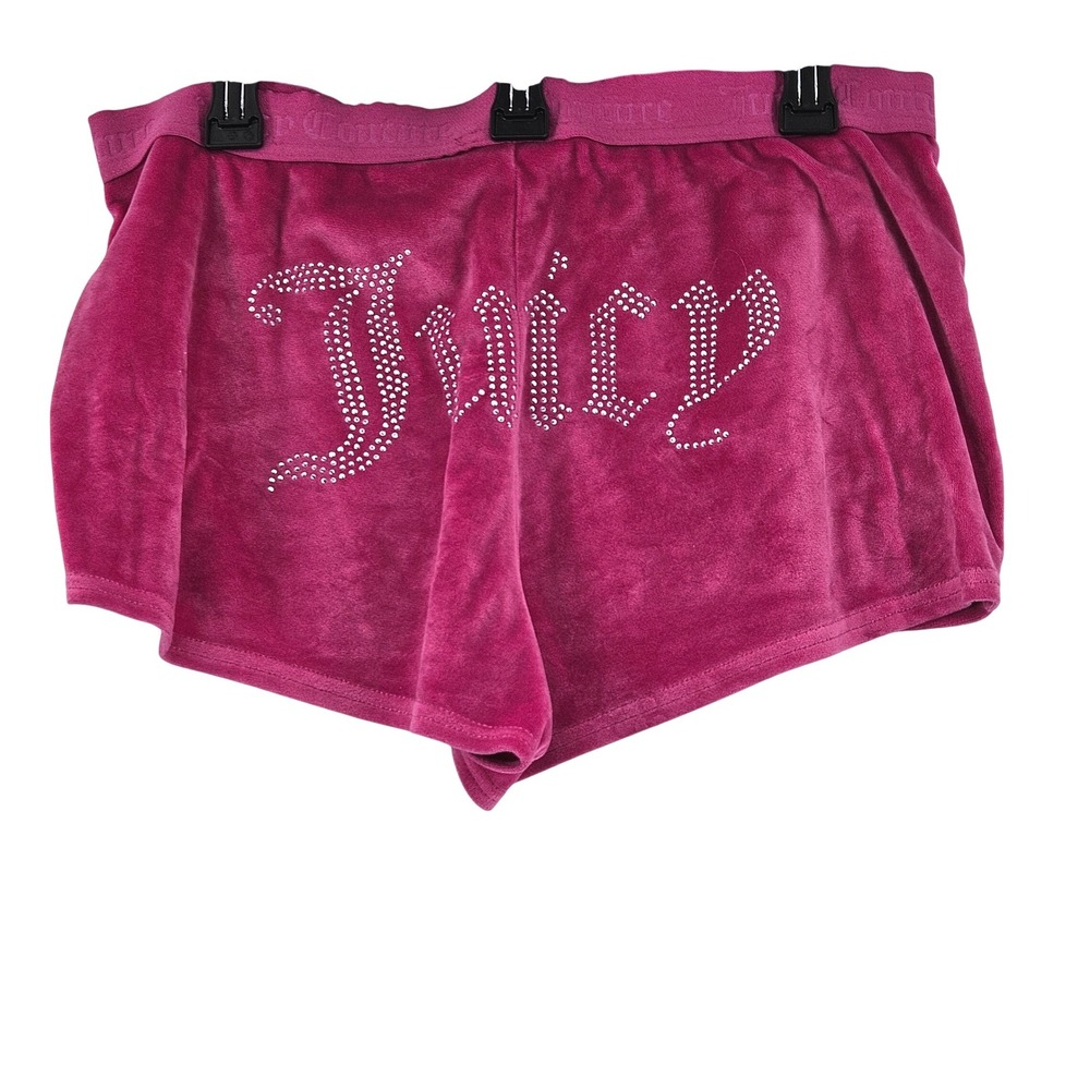 Y2k Juicy Couture‎ Hot Pink Velour Rhinestone Lounge Shorts Large HipHop